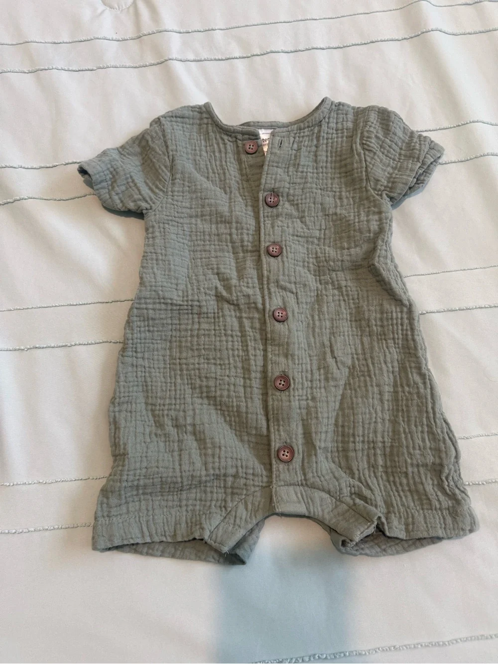 Baby Boy Carters Sage Green Romper & Hat Set 12m